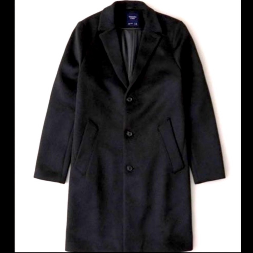 NWT! Men’s Abercrombie Wool Blend Top Coat Black